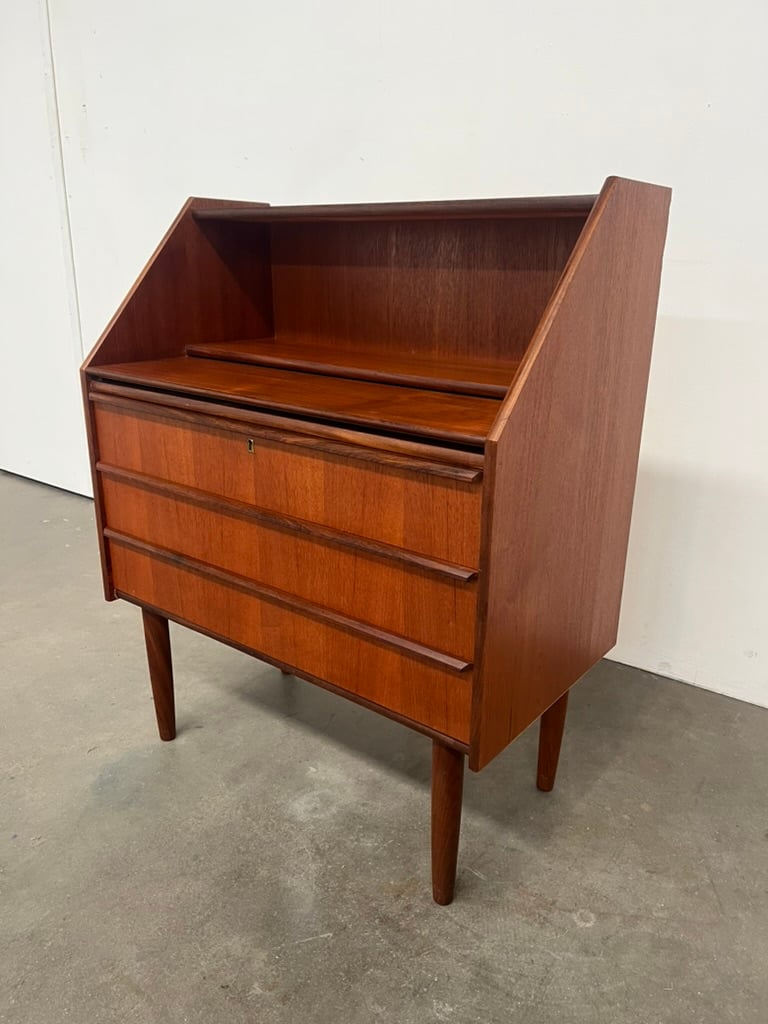 Secrétaire danois en teck – meuble bureau vintage scandinave années 60