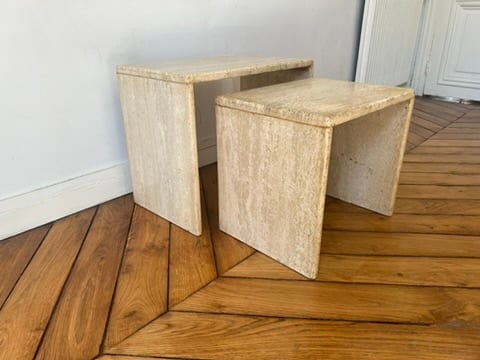 Tables basses gigognes en travertin – rectangulaires