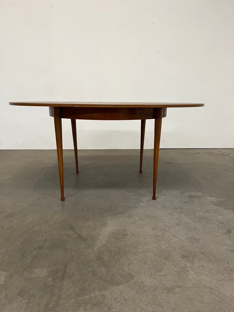 Table ronde extensible en teck vintage – table scandinave avec rallonges années 60