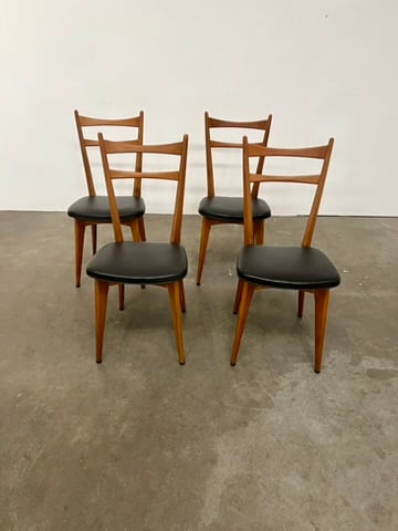 4 chaises rétro galette skaï noir