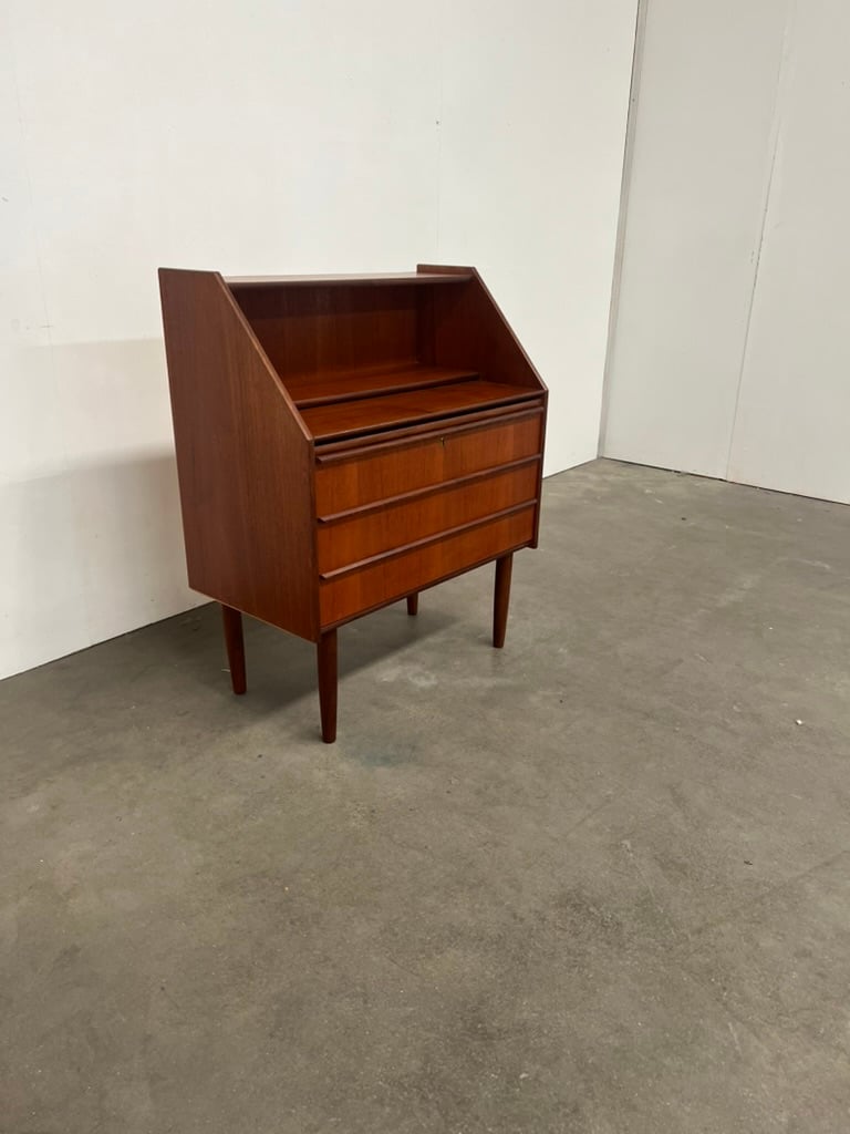 Secrétaire danois en teck – meuble bureau vintage scandinave années 60