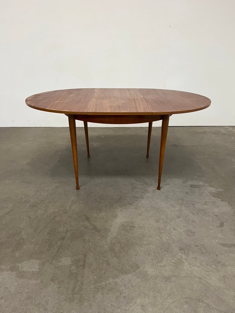 Table ronde extensible en teck vintage – table scandinave avec rallonges années 60