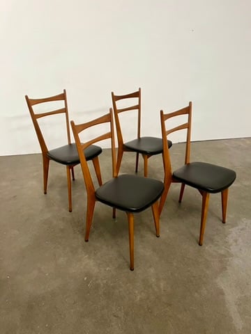 4 chaises rétro galette skaï noir