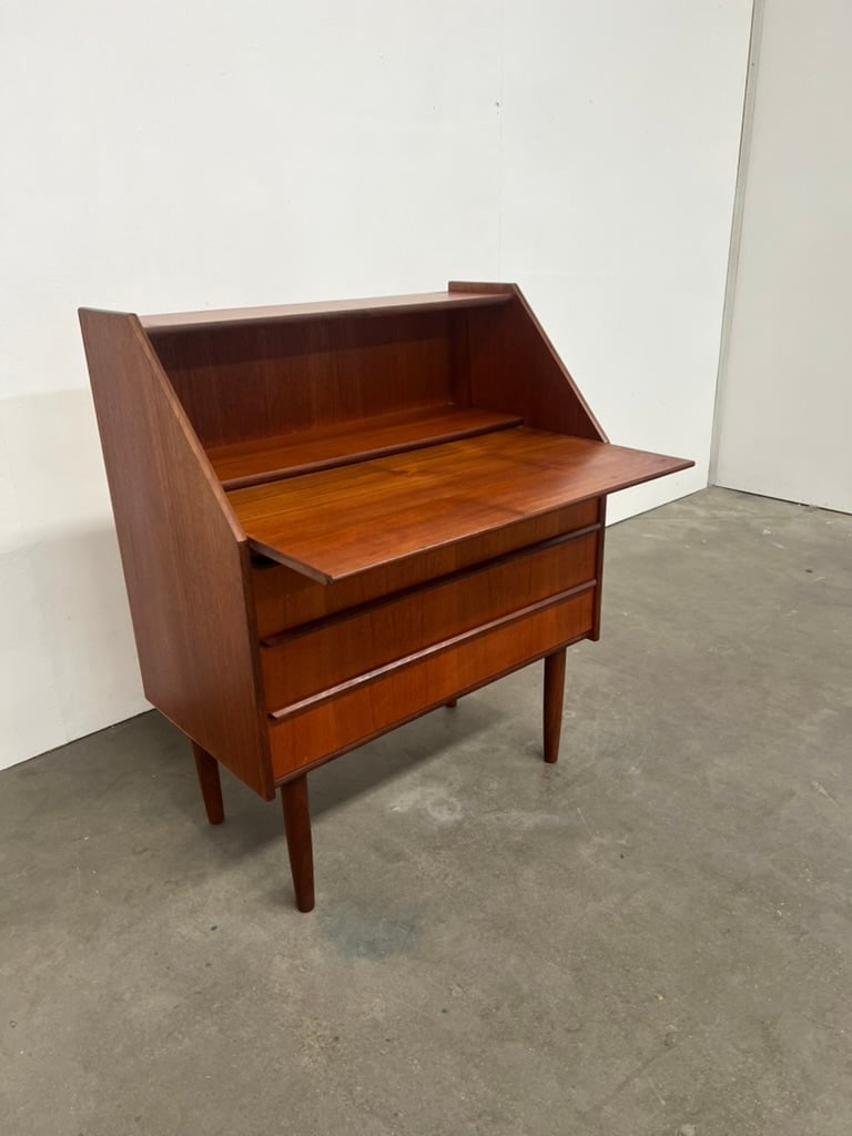Secrétaire danois en teck – meuble bureau vintage scandinave années 60