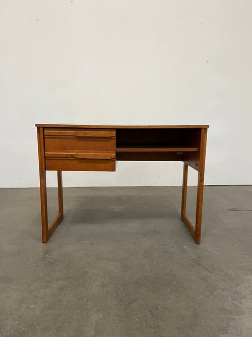Bureau vintage en teck 2 tiroirs – bureau scandinave années 60