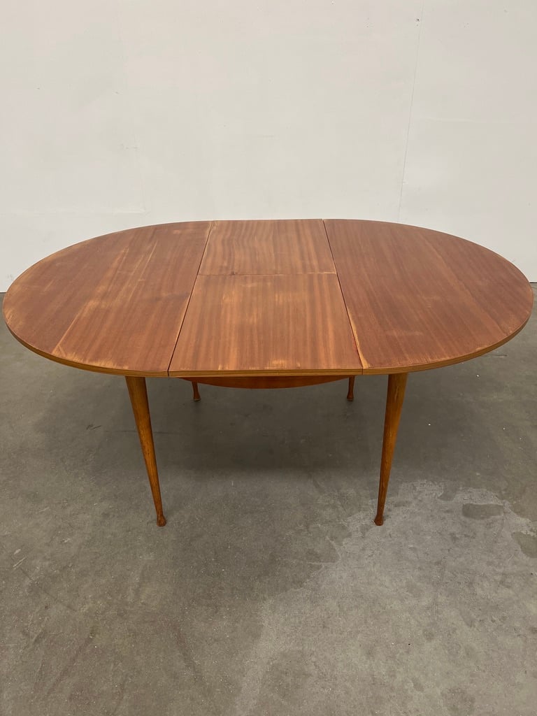Table ronde extensible en teck vintage – table scandinave avec rallonges années 60