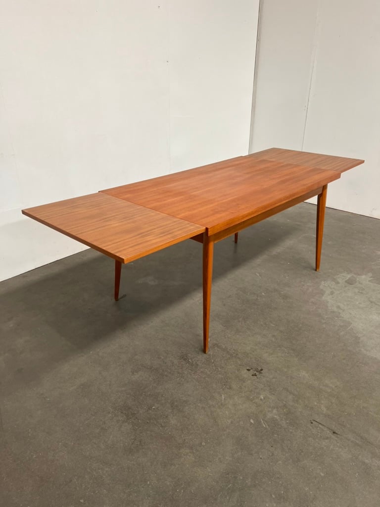 Table extensible en teck vintage – table scandinave années 60 avec rallonges