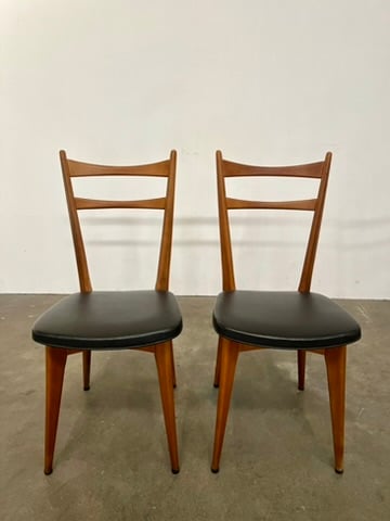 4 chaises rétro galette skaï noir