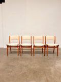 Lot de 4 chaises vintage scandinaves retapissées – tissu texturé écru
