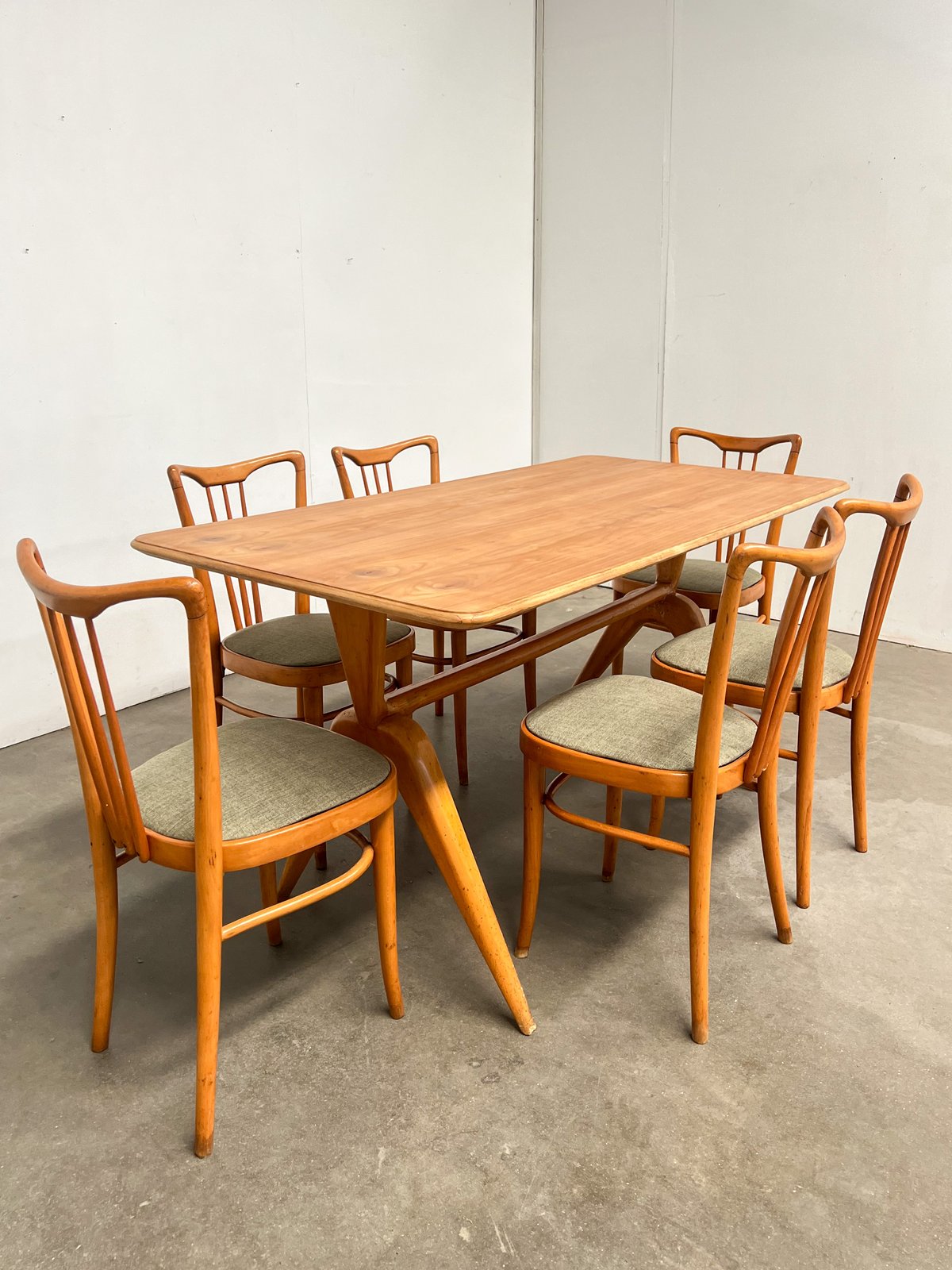 Table à manger italienne style Ico Parisi + 6 chaises – années 50/60