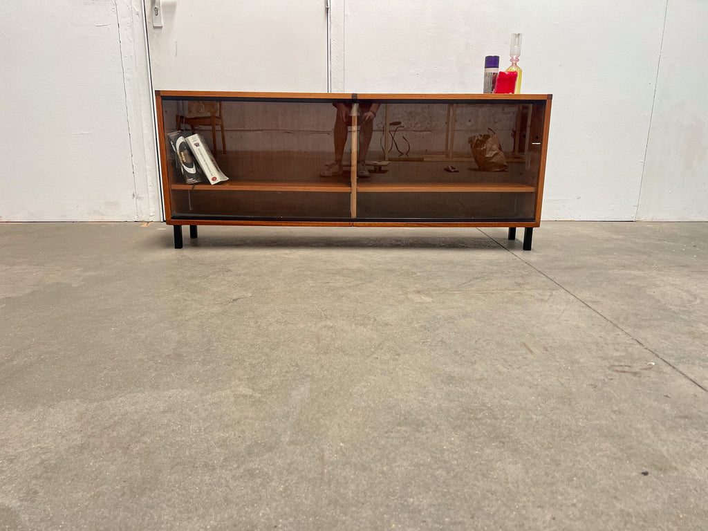 Petit meuble scandinave vintage en teck à portes vitrées