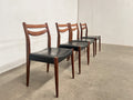 Lot de 4 chaises scandinaves vintage en teck et skaï noir