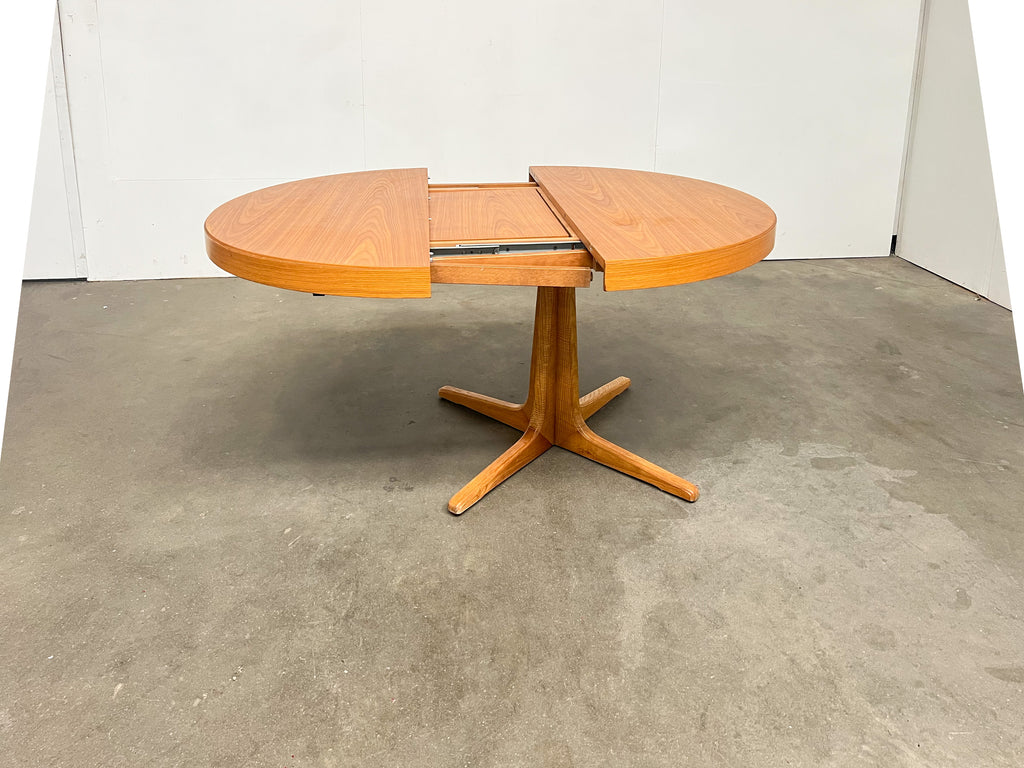Table ronde extensible vintage en teck – 2 rallonges, années 60