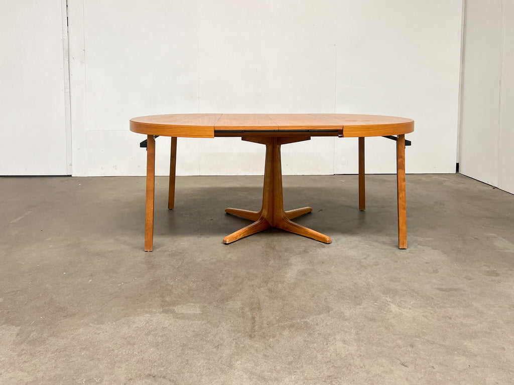 Table ronde extensible vintage en teck – 2 rallonges, années 60