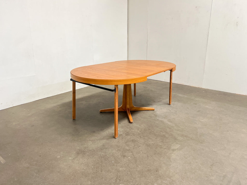 Table ronde extensible vintage en teck – 2 rallonges, années 60