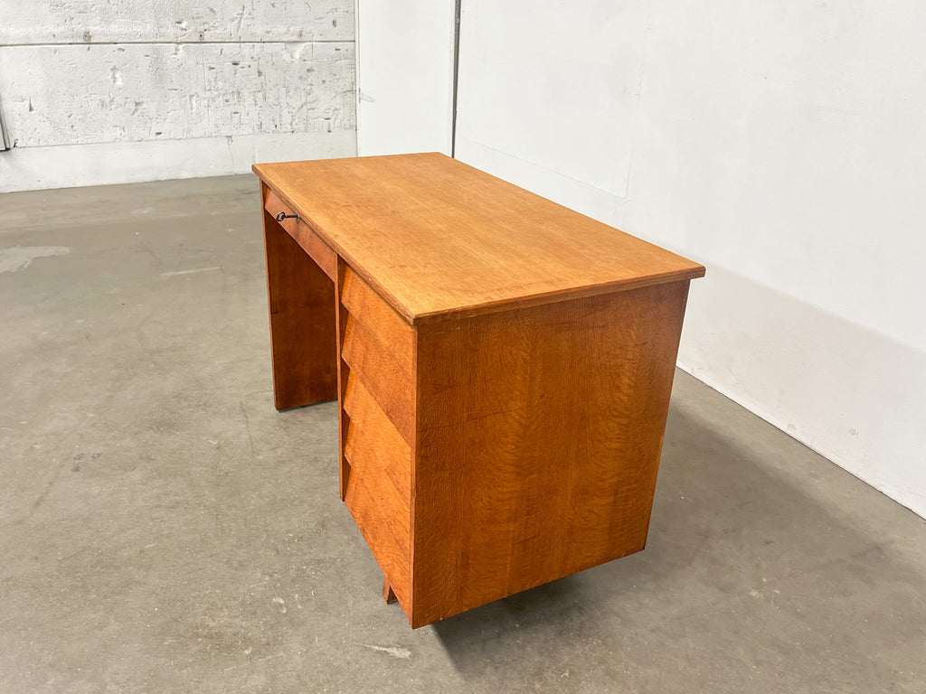 Petit bureau vintage en bois à 6 tiroirs – années 60